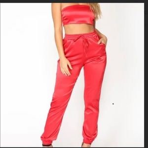 Fashion nova two piece satin set
